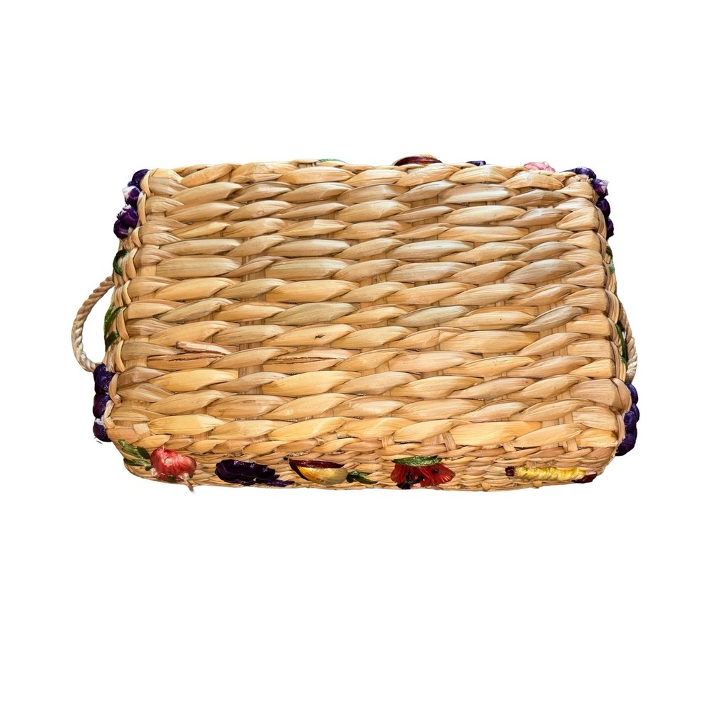 Pyrex Casserole Wicker Raffia Lined Basket Fruit Vegetables Cottage Core Vtg - Picture 5 of 8